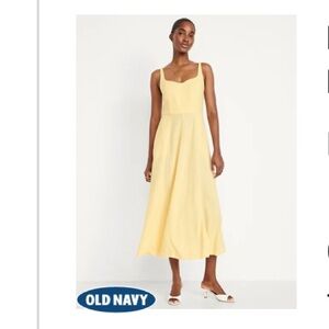 Old Navy Fit & Flare Sleeveless Linen-Blend Midi Dress
